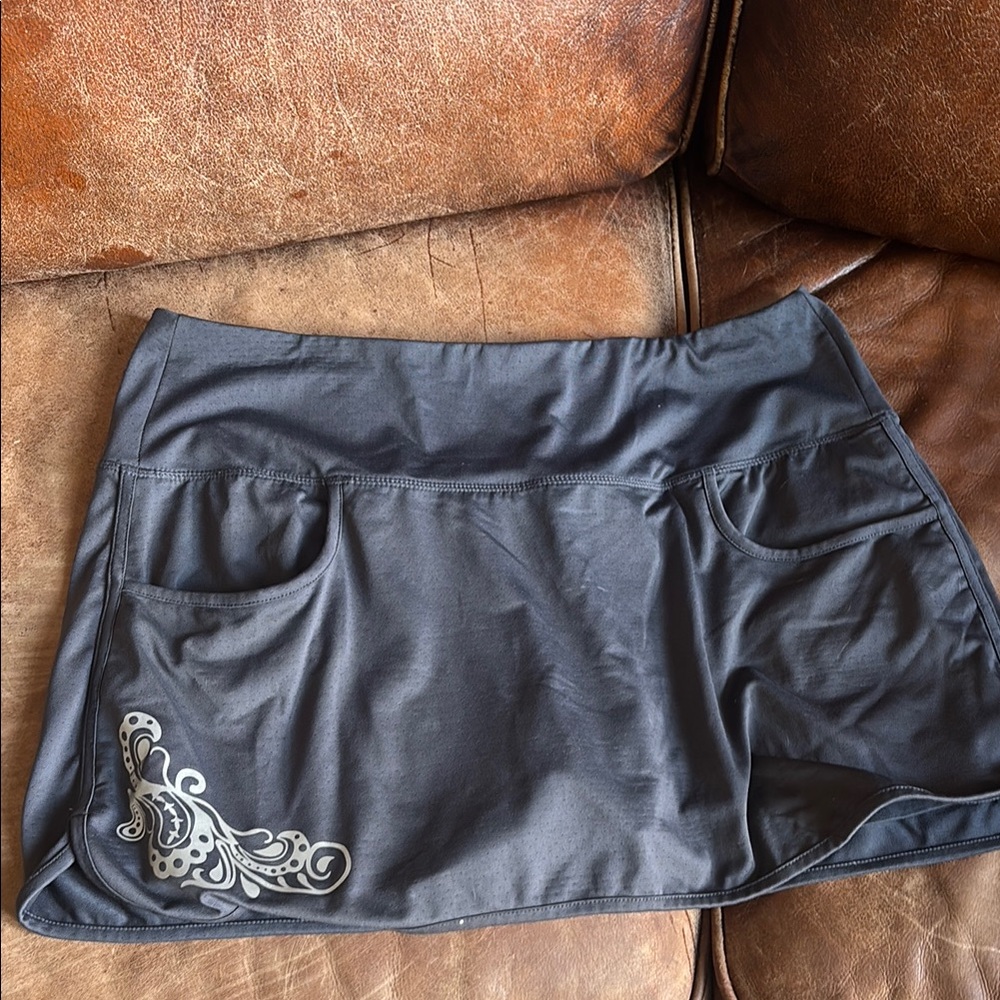Athleta Charcoal Skort with Paisley Accent